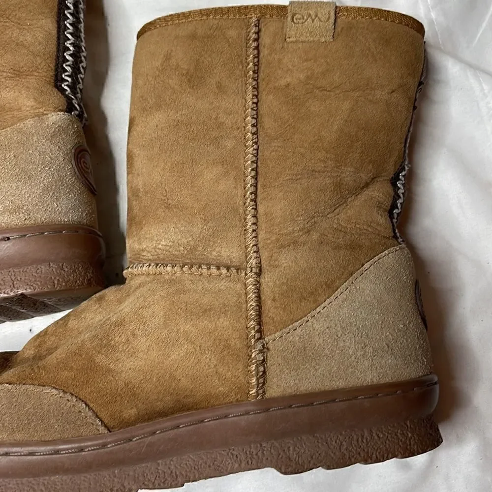 Emu Braided Tan Short Boots. Size Women 8/Men 7.